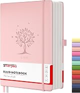 Smarpau A4 Notebook 100gsm Leather Hardcover Pink 320 Pages College Ruled