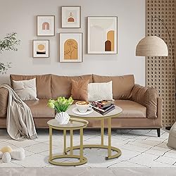 aboxoo Gold Nesting Coffee Table Set of 2, Small