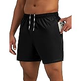 Pesfix Mens 7'' Lightweight Athletic Shorts Quick Dry Gym Workout Running Shorts with Zipper Pockets