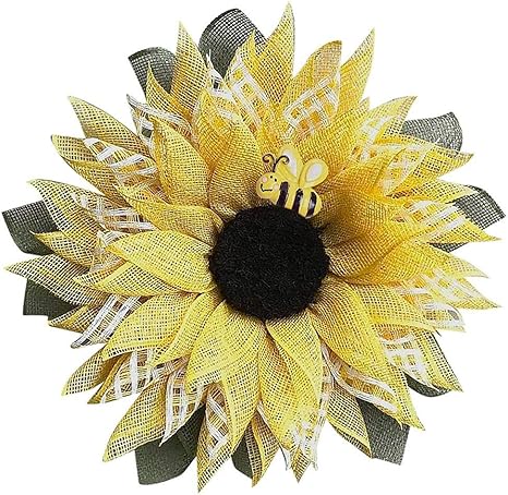 Amazon ホーム小屋 蜂ひまわりリース 花輪 ミツバチ 手作り 蜂祭り 人工花輪吊りペンダント 蜂ガーランド インテリア 部屋飾り正面玄関 壁 ドア 居間 寝室 窓 蜂の日 パーティー 家の装飾 花器 インテリアボウル オンライン通販