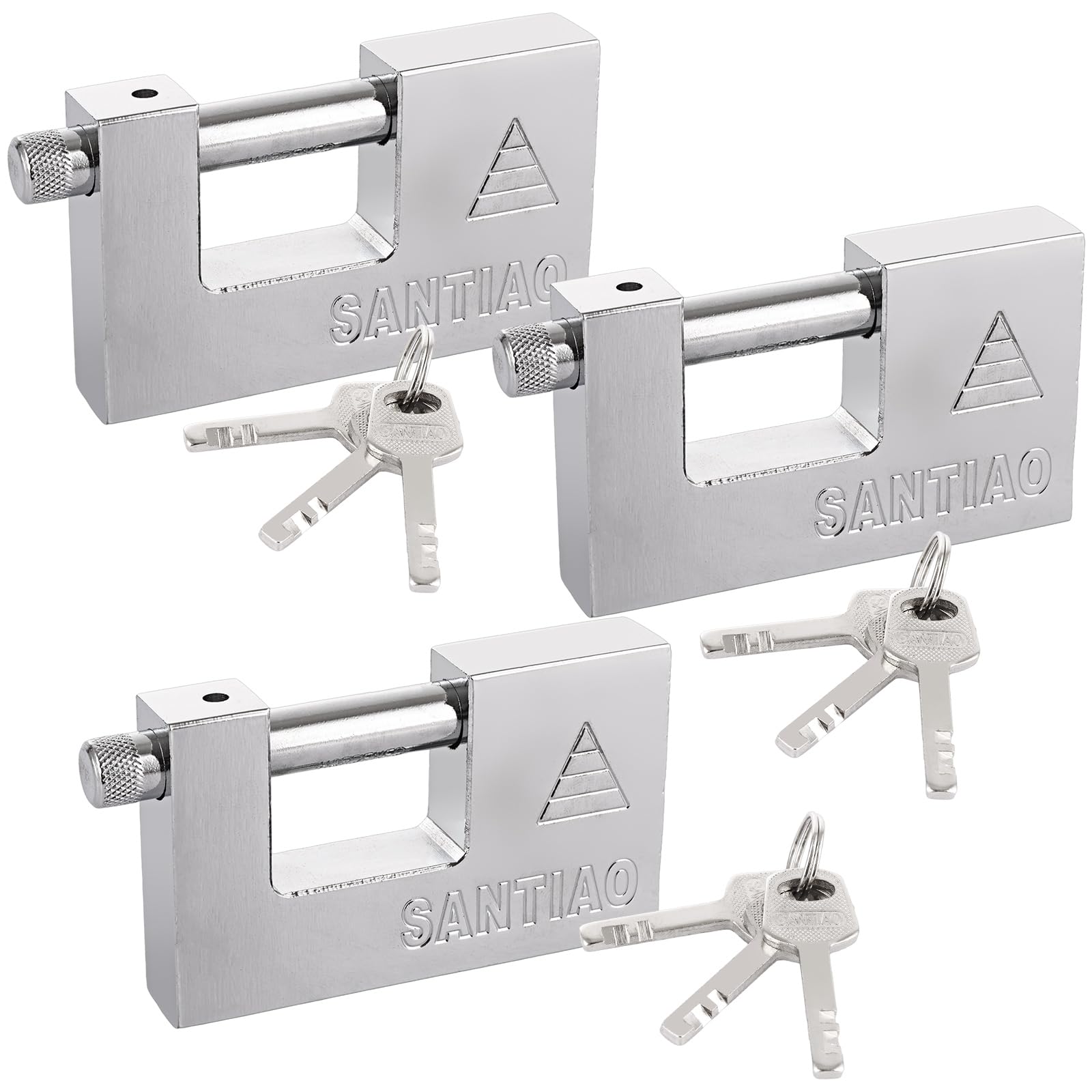 ZOFUN 3 Pcs Padlocks, 9.6 x 6 x 1.7 cm Heavy Duty Padlock with Keys, Anti Drill & Pick Container Padlocks, zinc Alloy Weatherproof for Garage, Shipping, Container, Garage, Shed, Motorbike