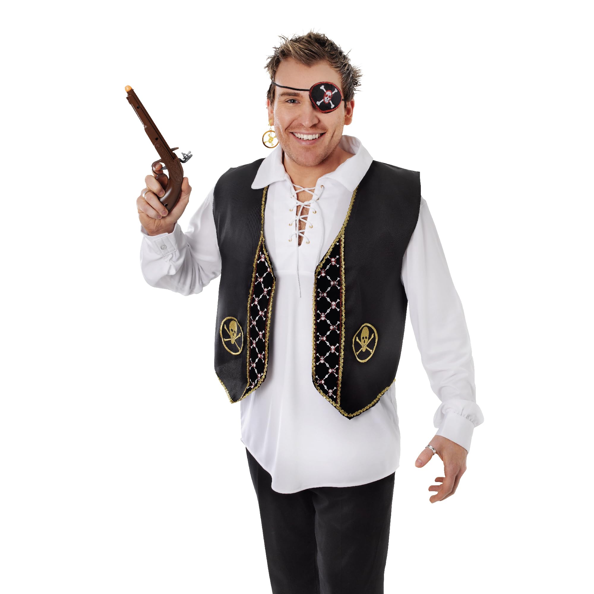 Bristol Novelty Deluxe Pirate Waistcoat, Adult Fancy Dress, One Size, Black Halloween Halloween