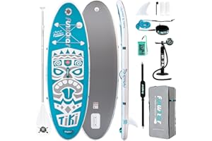FunWater Inflatable Stand Up Paddle Board with Premium SUP Paddleboard Accessories, Wide Stable Anti-Slip EVA Deck, Paddle Boards for Adults & Youth of All Skill Levels