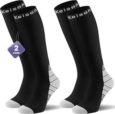 Calves Kelson 2 Pairs Compression Socks 20-30 mmHg Knee High Women Men