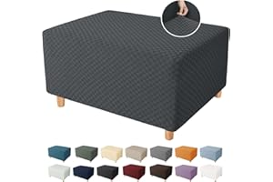YEMYHOM Ottoman Cover Latest Jacquard Design High Stretch Folding Storage Footstool Protector Rectangle Removable Slipcover (