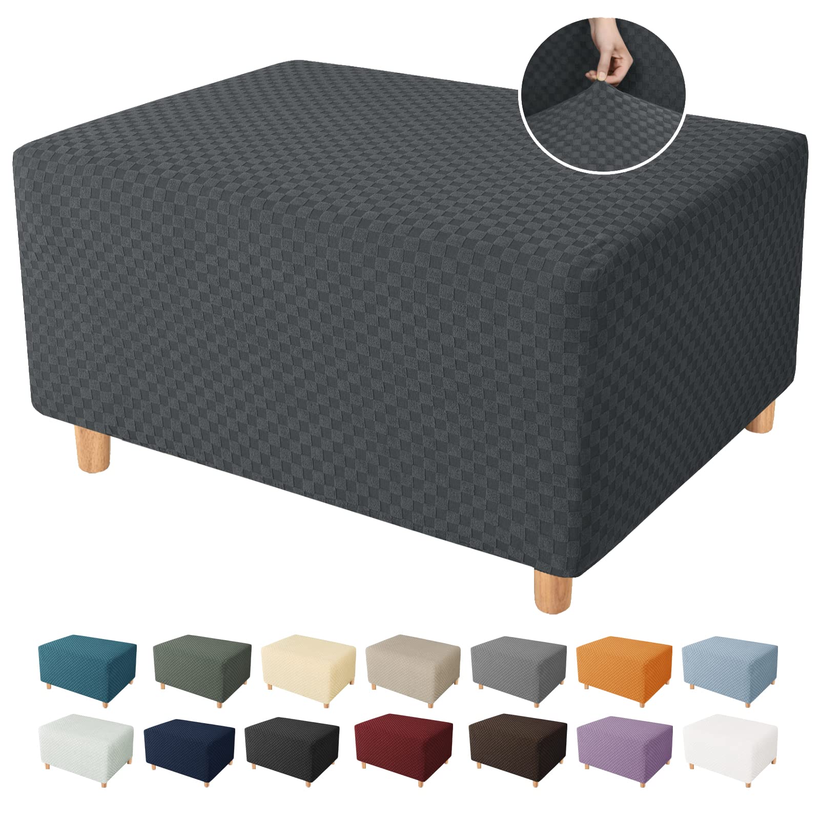 Photo 1 of YEMYHOM Ottoman Cover Latest Jacquard Design High Stretch Folding Storage Footstool Protector Rectangle Removable Slipcover (Ottoman Large, Dark Gray)