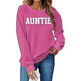 LAZYCHILD Auntie Sweatshirts for Women Cool Aunt Shirts Auntie Crewneck Sweatshirts Aunt Gifts Long Sleeve Pullover Tops