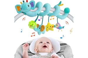 FPVERA Spiral Car Seat Activity Toy, Stroller Arch Baby Crib Hanging Toy with Rattle, Squeaky, Ringing Bell for Bassinet, Stroller, Crib for Infant Newborn Boy Girl Ages 0-12 Months