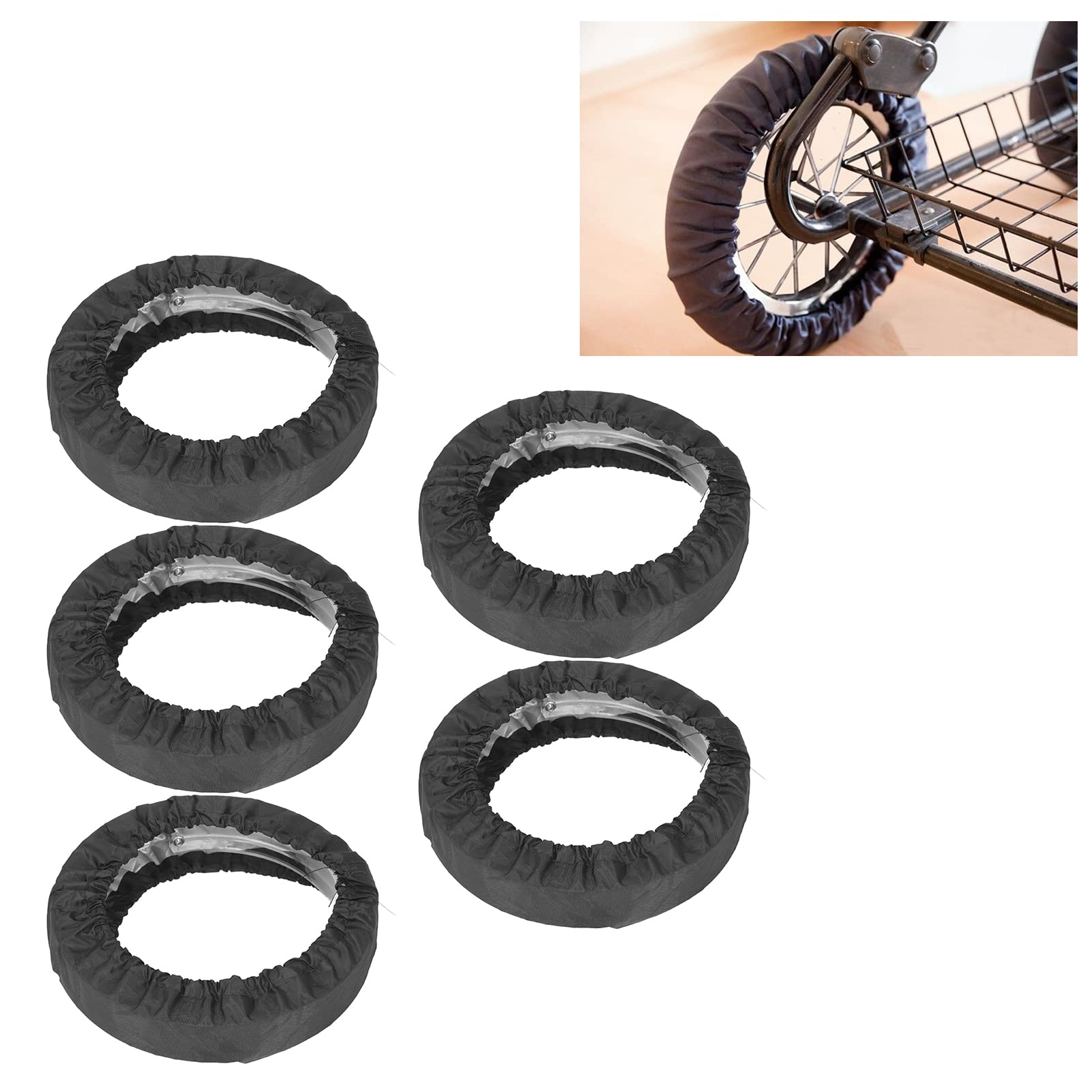 Uadme 5Pcs Stroller Wheel Cover Child Kid Baby Stroller Wheel Protection Covers Oxford Fabric Baby Stroller Dustproof Foot Cover Infant Stroller Wheel Cover Stroller Wheel Cover