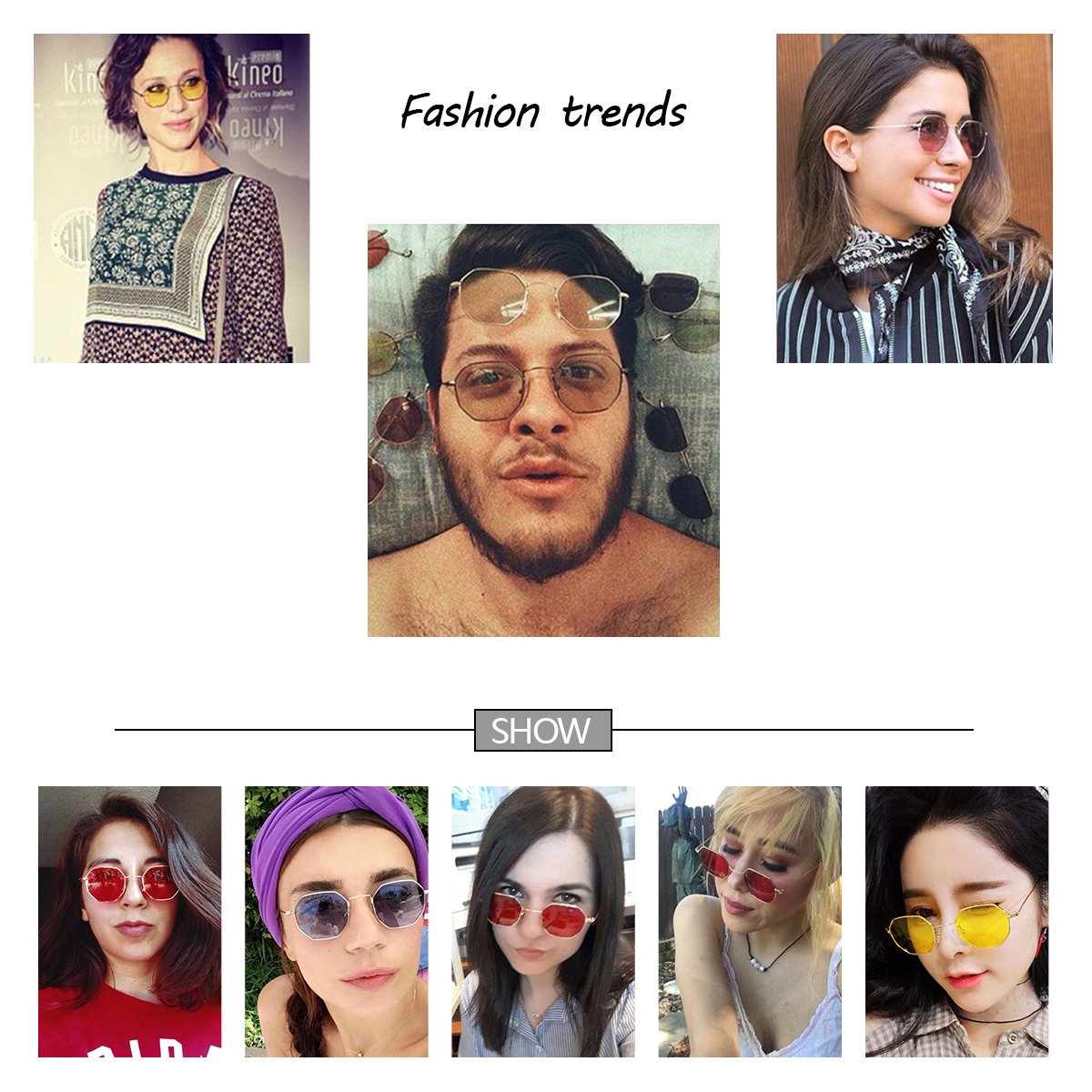 Sunglasses for women RAYSUN Small Metal Frame Asymmetry Temple Unisex Square Oval Non-polarized Sun Glasses