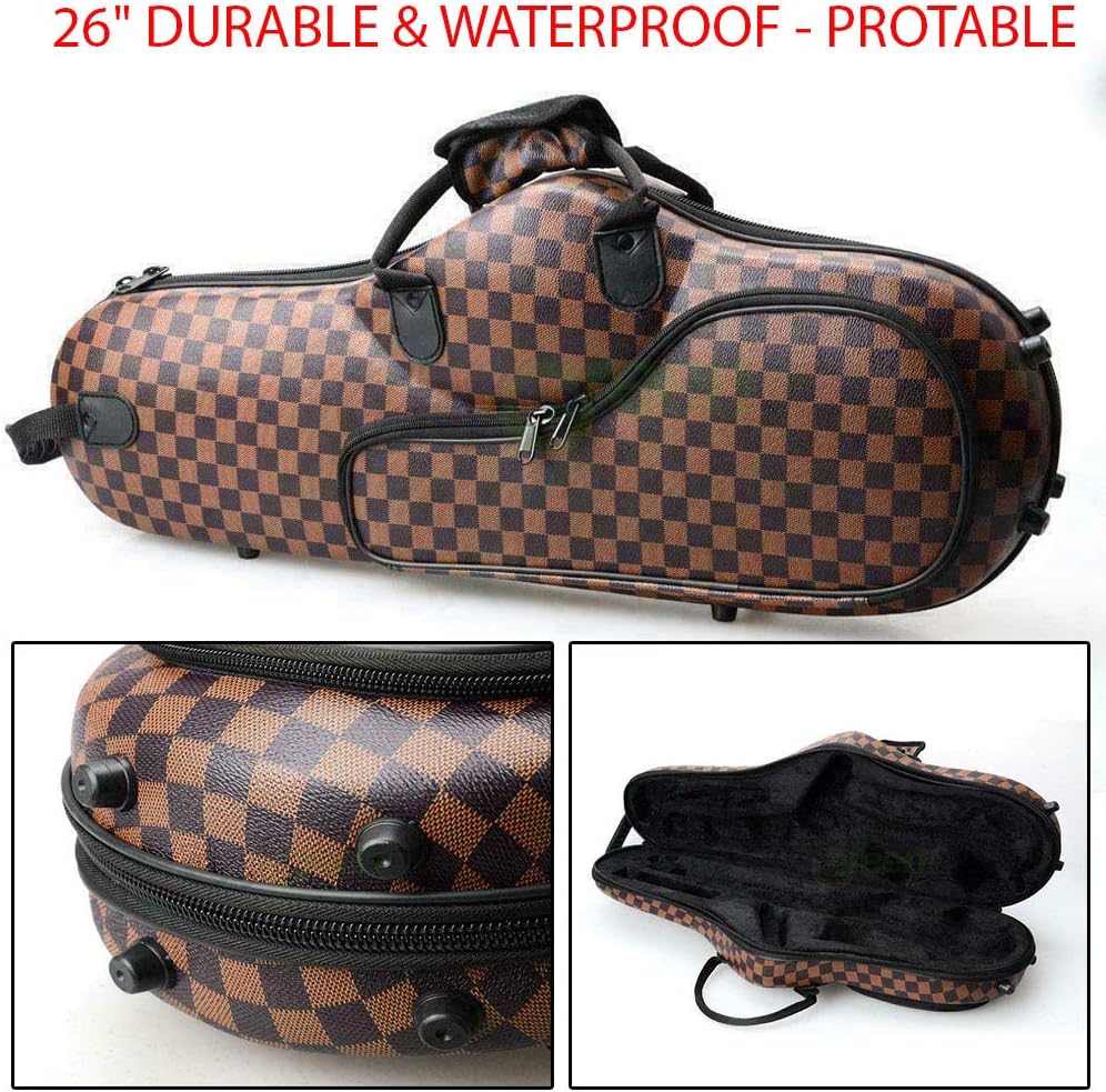 26" Durable Protable Alto Saxophone Hard Case Sax Bag Instrument Protection Coffee from Daily Scratches, Dirt, Dust And Other Damage Accessory For All Saxophone Players
