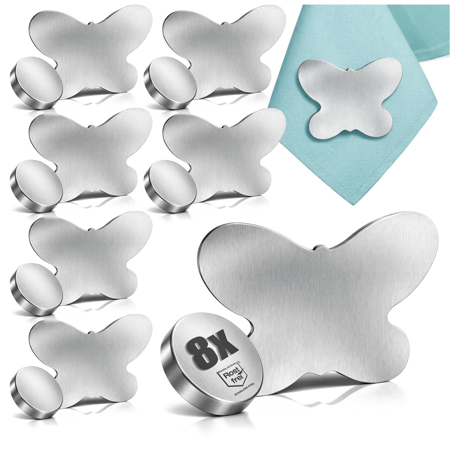 com-four® 8x tablecloth weights - tablecloth weights made of stainless steel - magnetic tablecloth clip - approx. 55 g