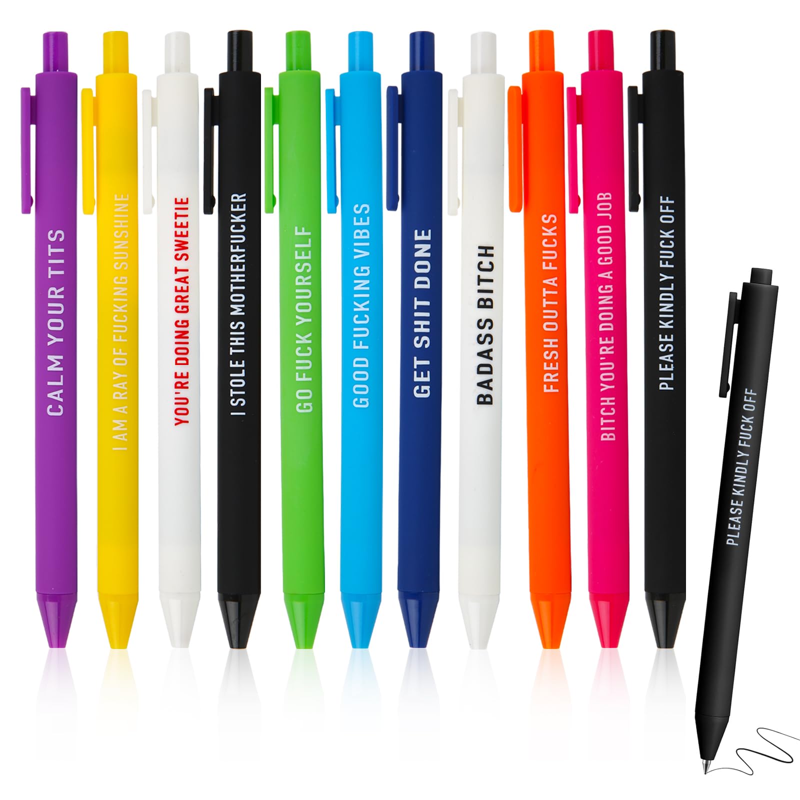 Photo 1 of 11/22Pcs Funny Adult Ballpoint Pen Set, Dirty Words Pen With Sarcastic Quotes, Novelty Pens For Corworkers. Funny Daily Dirty Words Pen for Office Gifts, Novelty Pens for Corworkers (Multicolor-1Set)