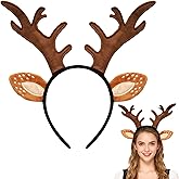 Nfvjfxz Deer Antlers Headband, Cute Reindeer Horns Ears Headband for Women Adults Christmas Halloween Party Cosplay Costume Headpiece Costume Accessories