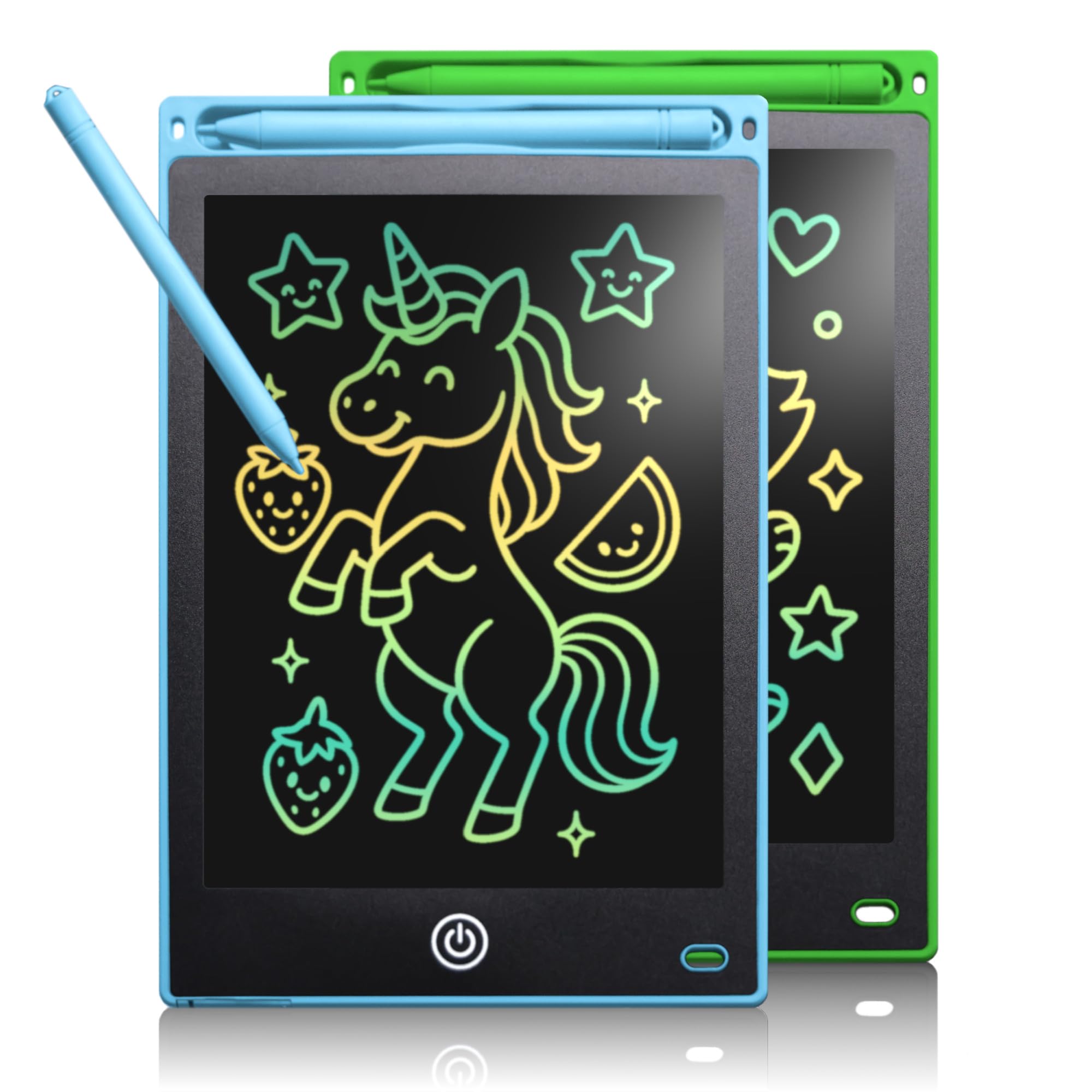 LCD Writing Tablet 2 Pack with Colorful Screen, Drawing Pad for Toddler and Children, Toys Learning Educational Gifts for Birthday Christmas for 2 3 4 5 6 7 Year Old Boys Girls (Blue/Green, 12 inch)