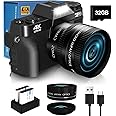 4K 56MP Digital Camera for Photography NIKICAM Vlogging Camera for YouTube with 180° Flip Screen, WiFi,16X Digital Zoom, 52mm Lens, 2 Batteries, 32GB Micro SD Card(Black)
