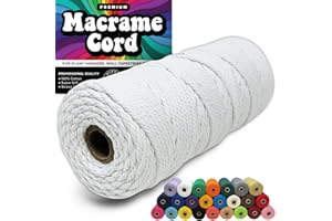 HIPPIE CRAFTER 3mm Macrame Cord 3mm Thick Cords for Macrame Yarn 100% Cotton Colored Macrame Rope Cord Natural Craft Cord String Yarn Supplies 325 Feet 3 mm Cotton Macrame Cord Thin White Macrame Supplies