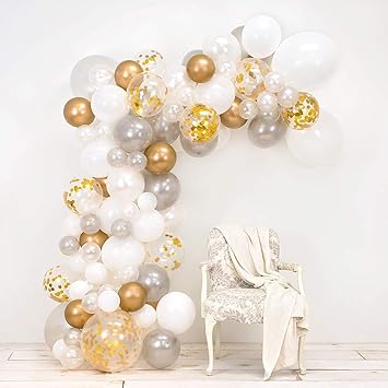 Amazon Com 80pcs Balloon Arch Garland Kit Pearl White Chrome