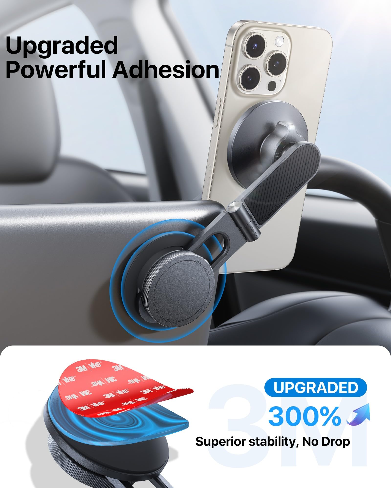 andobil Upgrade Tesla Phone Mount [Strong Magnet & Foldable] MagSafe Car Mount for Tesla New Model Y Juniper Model 3, 360° Adjustable Tesla Phone Holder fits iPhone 17 16 15 Pro Max, Tesla Accessories
