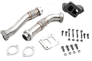 GXP Heavy Duty Stainless Steel Bellowed Up Pipe Kit Compatible with 1994-1997 OBS Ford 7.3 Powerstroke Diesel 7.3L