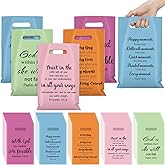 Yinder 200 Pcs Christian Gift Bags Bulk Plastic Goody with Handles Bible Verse Church Bags Candy Religious Gift for Mother's Day Church Party Supplies Party Favor Decoration