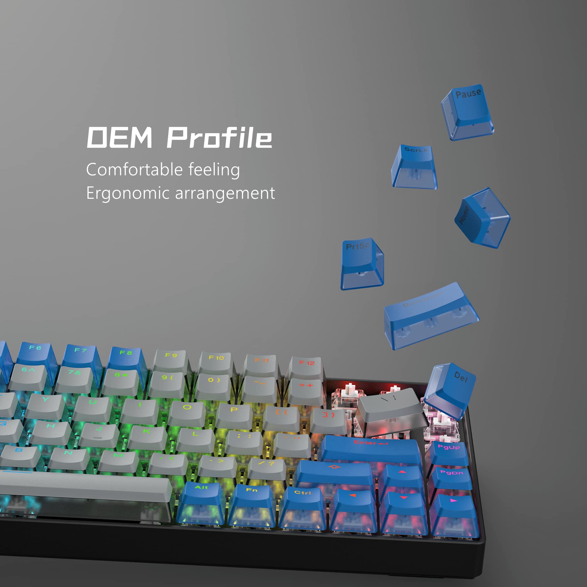 XVX Pudding Keycaps - Teclas PBT, Teclas Shine Through Keycaps, Juego De Teclas De 165 Teclas Teclas Personalizadas Para Teclado Mecanico Cherry