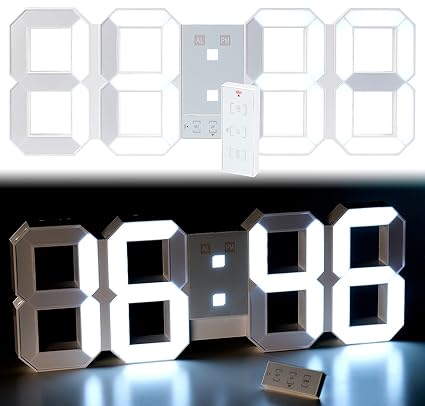 Lunartec LED Uhr Schlafzimmer: Digitale XXL-LED-Tisch- & Wanduhr, 45 cm, dimmbar, Wecker, Fernbedien. (Jumbo LED Uhr)