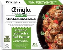 AmyLu, Organic Foods Spinach & Red Pepper Chicken Meatballs, 15g of Protein | Natural Ingredients, Chicken Raised with No Ant