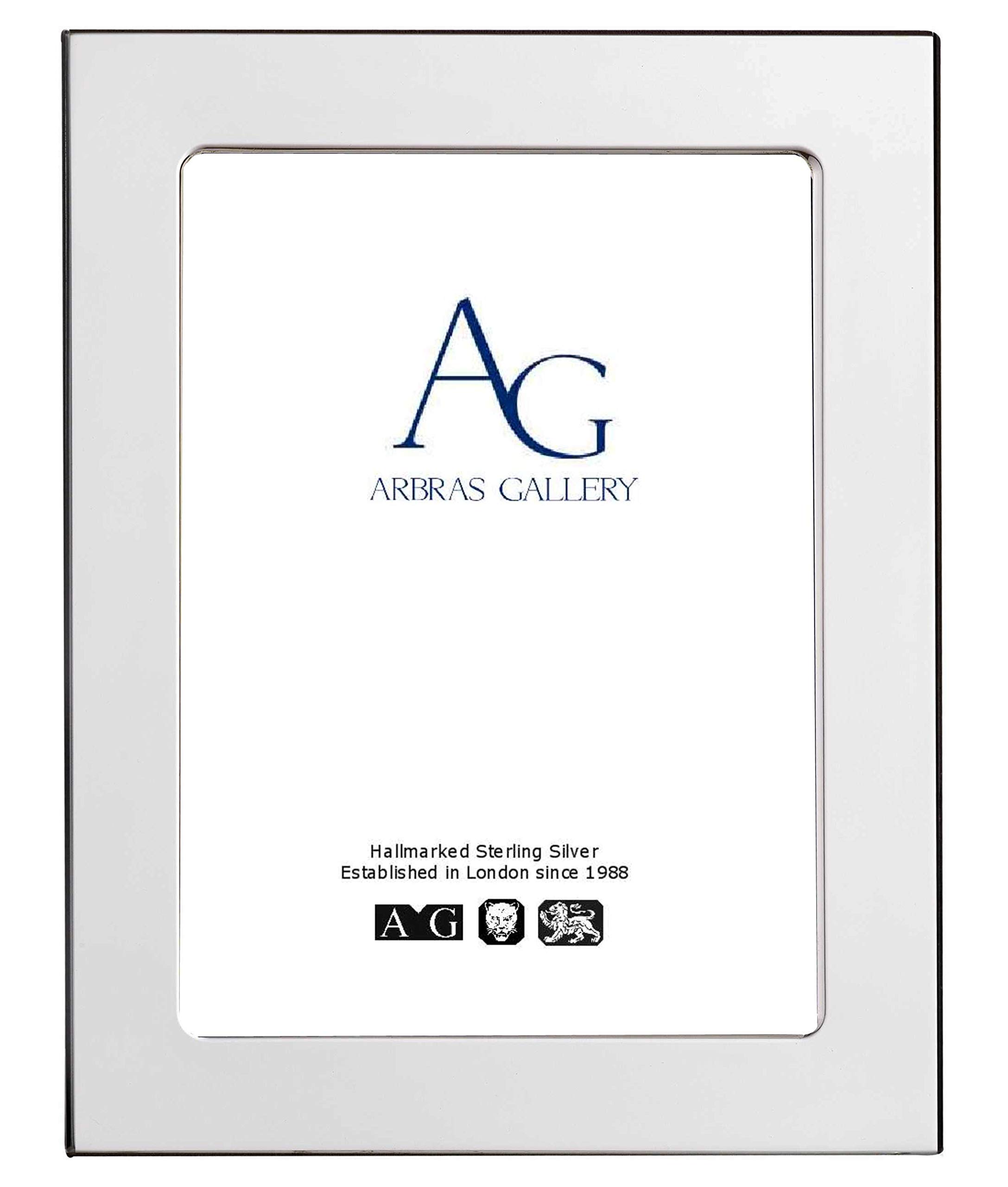 Arbras Gallery AG Sterling Silver Plain Frame for photograph 10"x 8" with Wood Back can stand portrait or landscape