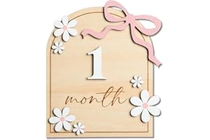 HONOCOOLS Baby Monthly Milestone Sign,1-12 Monthly Baby Milestone, Month Milestone Baby Girl, Baby Months Milestone, Newborn Photography Props Double-Sided (B14)