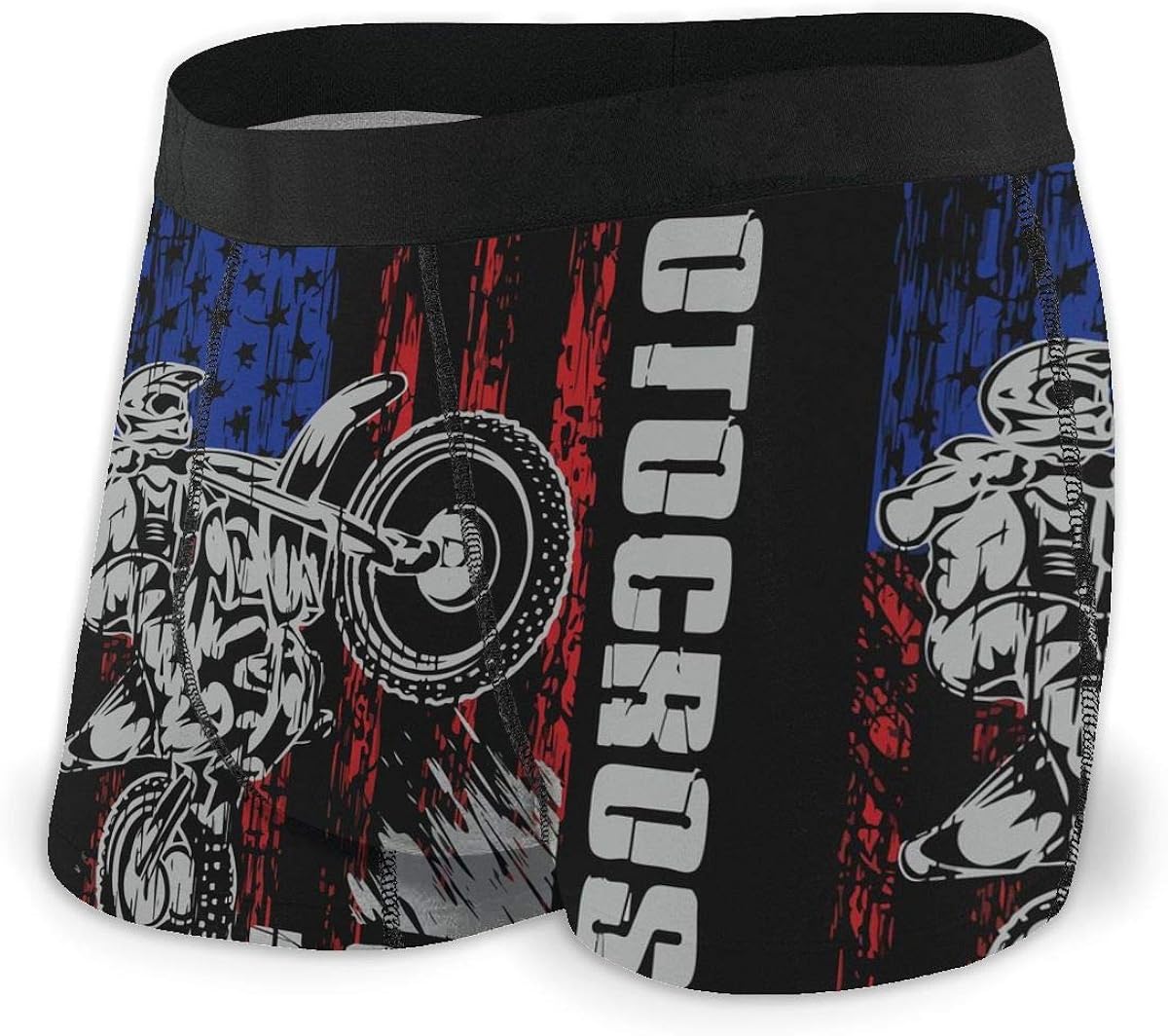 Fancy Motorcycle Racing Red Line Flag Men Regular Leg Boxer Brief