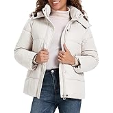 HOTIAN Women's Cropped Puffer Jackets Hooded Zip Up Winter Warm Quilted Coat Outerwear