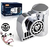 FARBIN Air Horn for Cars Motorcycle with Cover Car Horn Kit for Motorbike | Chrome plated, silver, unique design, waterproof, campact, 12V 150dB super loud, with relay wiring harness