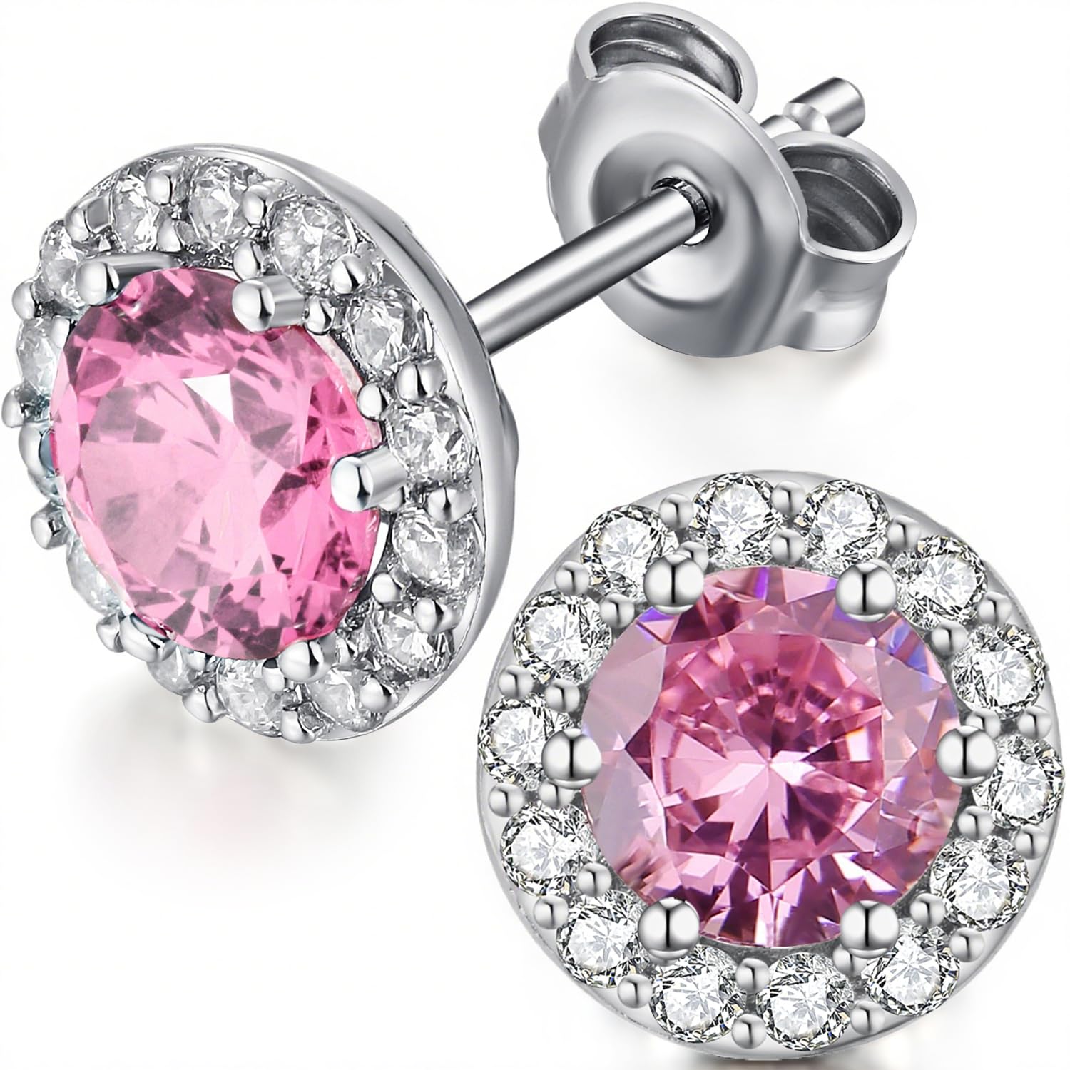 Diamond Earrings for Women Men Diamond Studs Halo Earrings 925 Sterling Silver Cubic Zirconia Cz Earring Studs — image 1