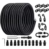 EVIL ENERGY 6AN PTFE Fuel Line Kit,E85 Nylon Braided Fuel Hose 26FT PTFE LS Swap EFI Fuel Line Fitting Kit AN6