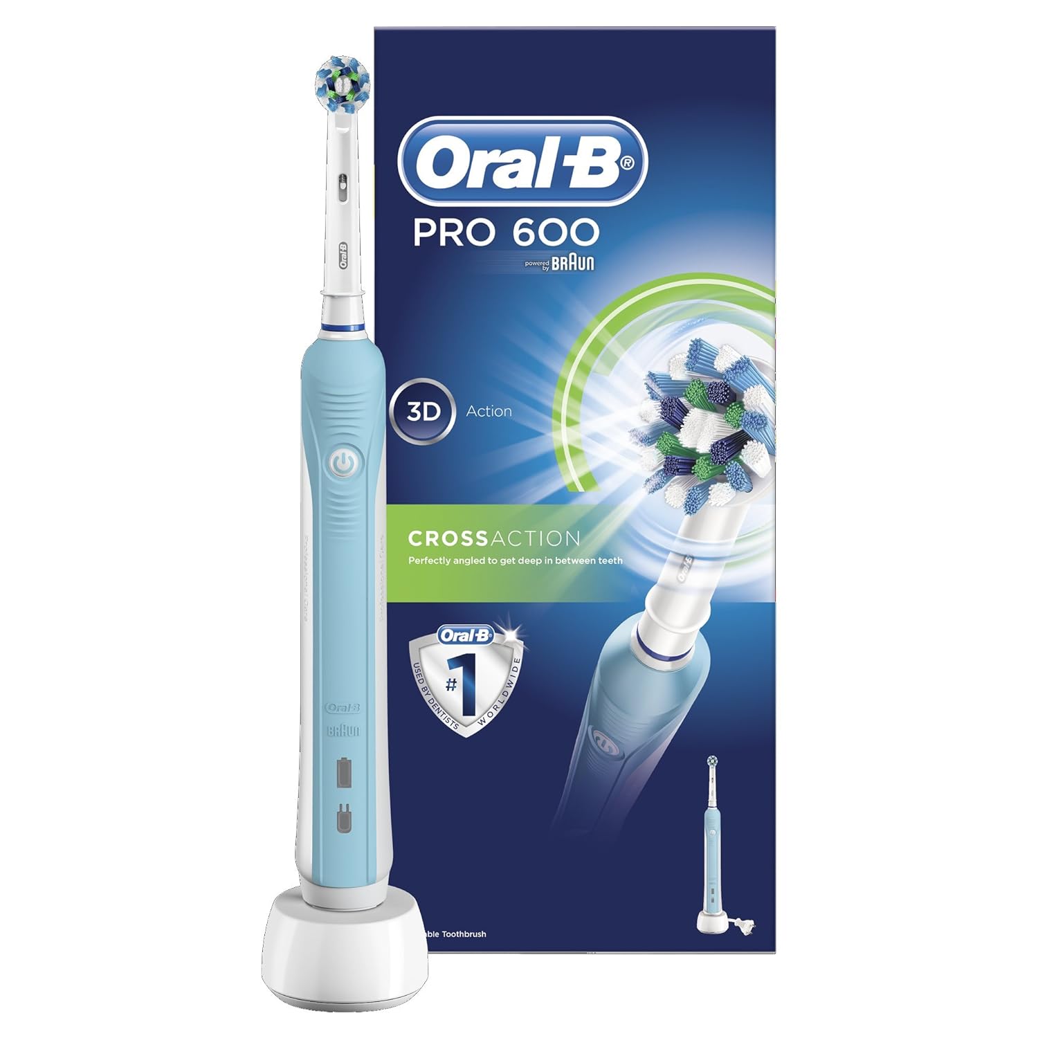 OralB Pro 600 CrossAction Electric Rechargeable Toothbrush powered by