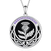 Feijiesi Scottish Gifts Scottish Thistle Necklace 925 Sterling Silver Thistle Pendant Necklace Scottish Thistle Jewelry Scottish Gifts for Women