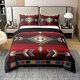 Erosebridal Farmhouse Geometric Duvet Cover King Size 100% Cotton Southwestern Tribal Comforter Cover Vintage Western Aztec Bedding Set for Kids Adults Rustic Farmhouse Cabin Lodge Bed Set