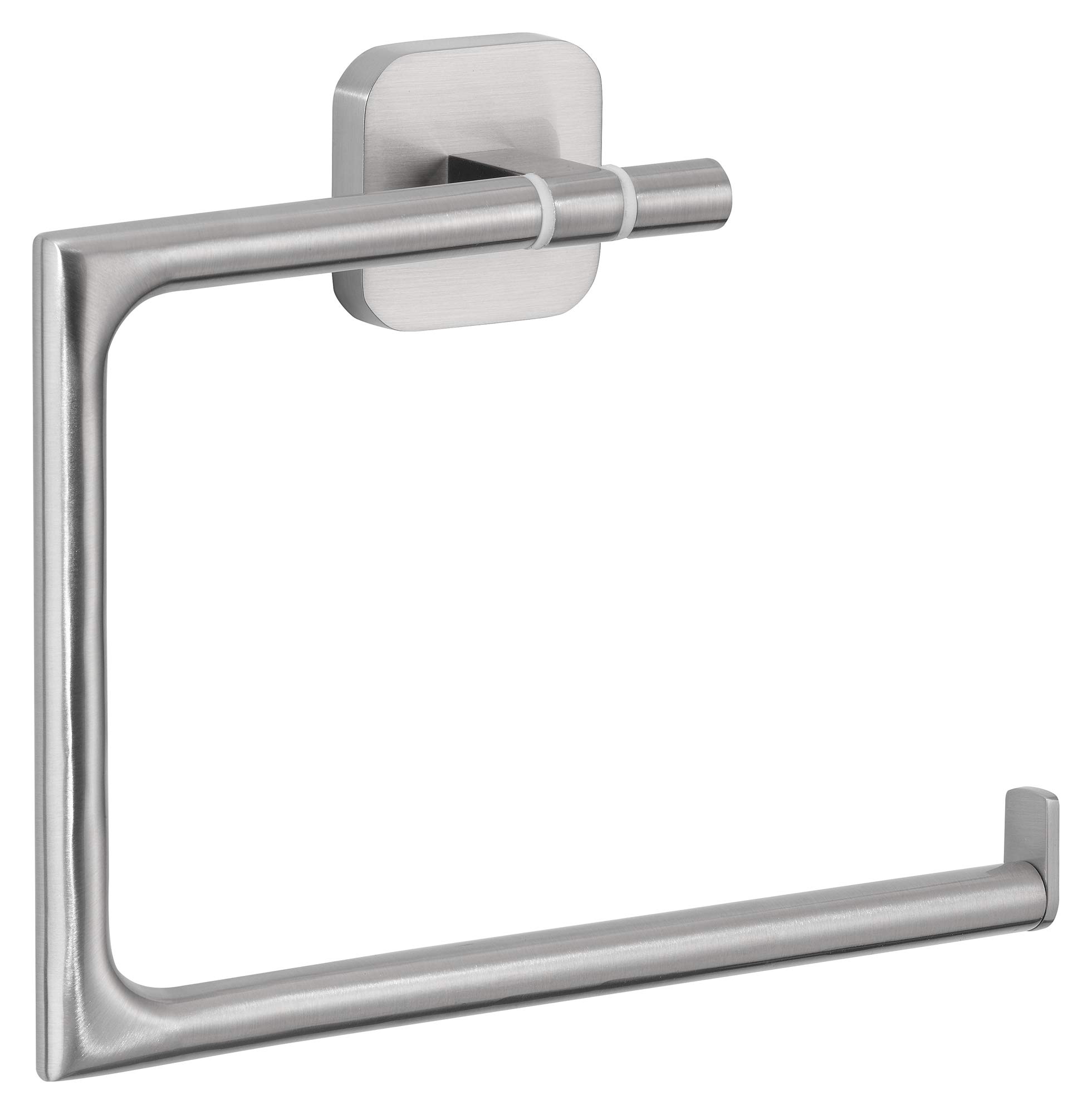 tesa® ESTEETIC Towel Ring - Self-Adhesive Hand Towel Ring in Stainless-Steel Design - Wall-Mounted Towel Holder - waterproof, incl. Power.Kit Adhesive Solution - 154 mm x 185 mm x 45 mm