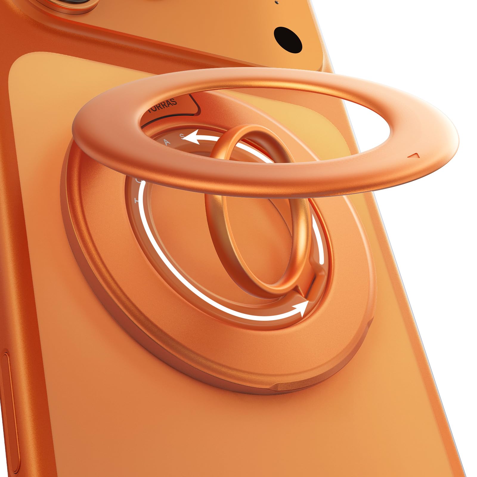 TORRAS 2025 Flagship Magnetic Phone Grip Ring Holder Kickstand [2-Sided Magnetic] [360 Rotation] Fit for MagSafe Accessories for iPhone 17 16 15 14 13 12 11 Samsung, Google, Orange