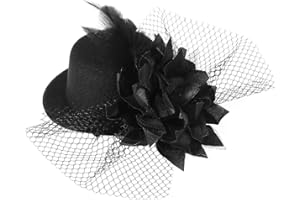 Beaupretty Mini Top Hat Hair Clip Fascinator Headband Small Hat Black Veil Hair Clip Hat Headdress for Halloween Tea Party Tea Party Hats