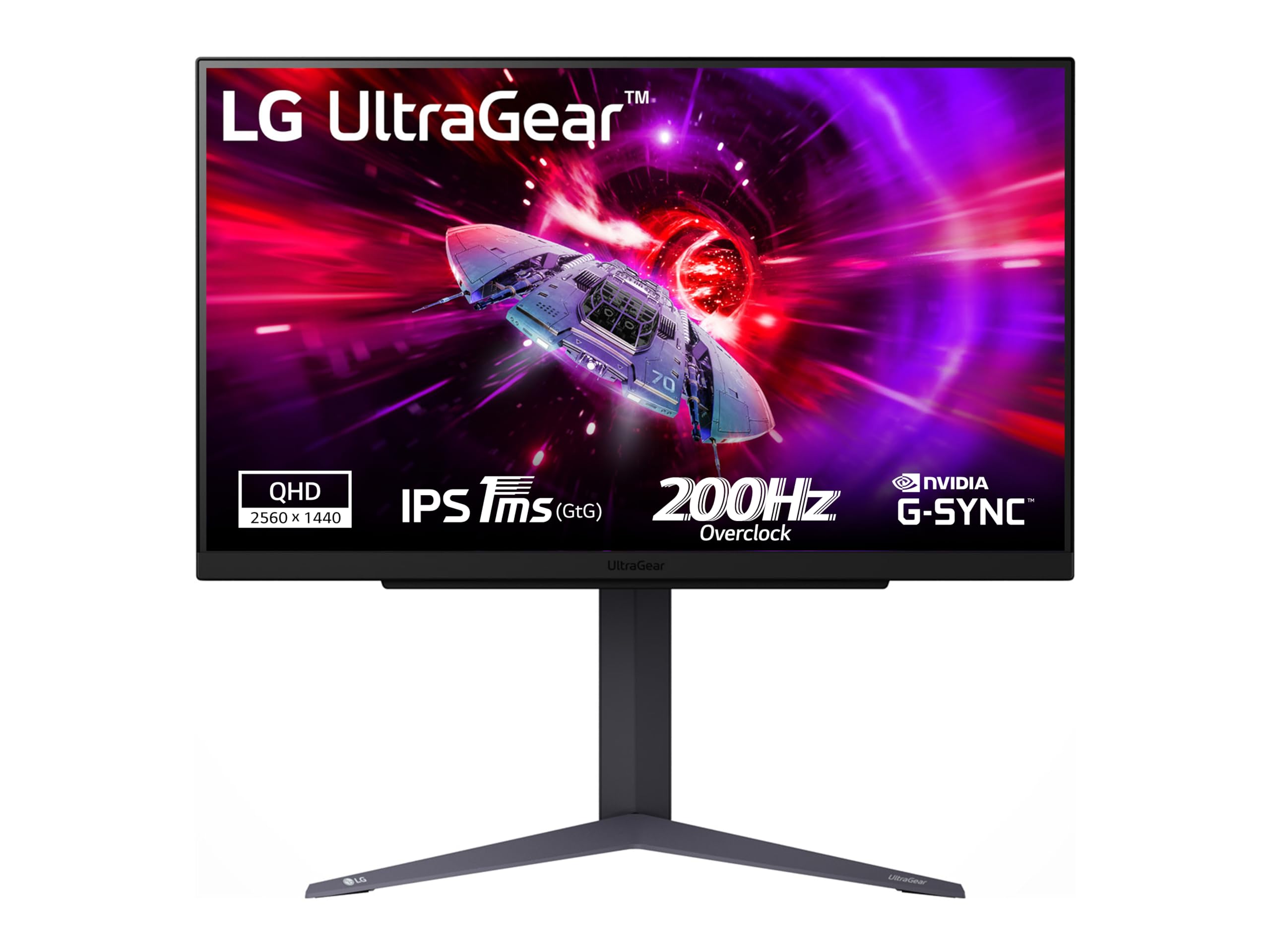 LG UltraGear 27GS75Q Monitor Gaming 27" IPS QHD (2560x1440), 200Hz (OC), 1ms (GtG), G-Sync Compatible, AMD FreeSync, HDR10, HDMI 2.0, DisplayPort 1.4, Flicker Safe, Nero