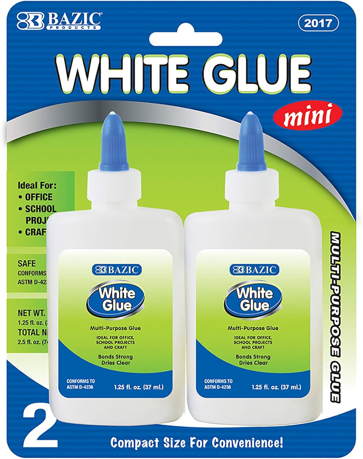 BAZIC 1.25 Oz. (37mL) White Glue (2/Pack) General