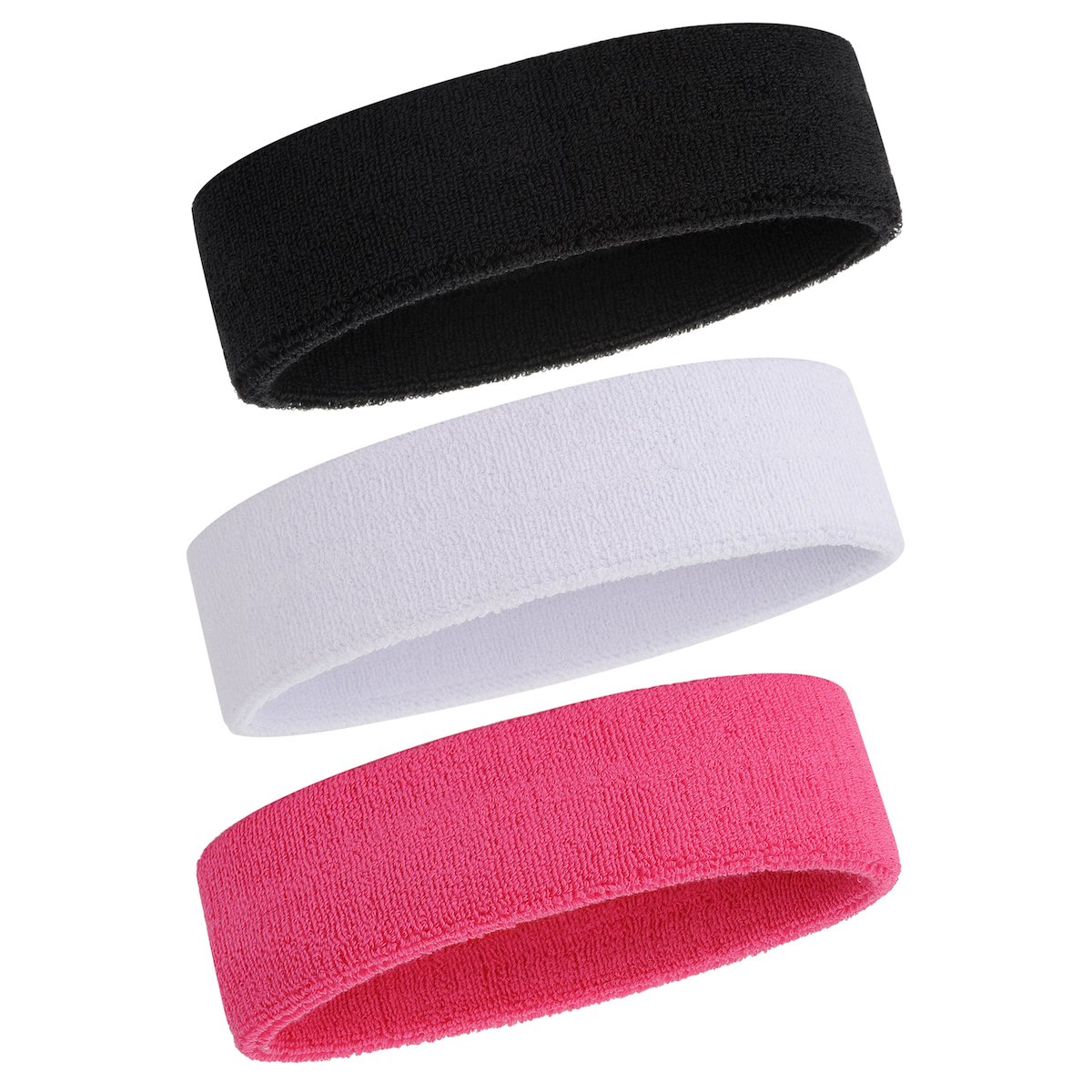 ONUPGO Sweatband Headband for Men & Women - 3PCS Sports Headbands Moisture Wicking Athletic Cotton Terry Cloth Sweatband Sweat Absorbing Head Band — image 1