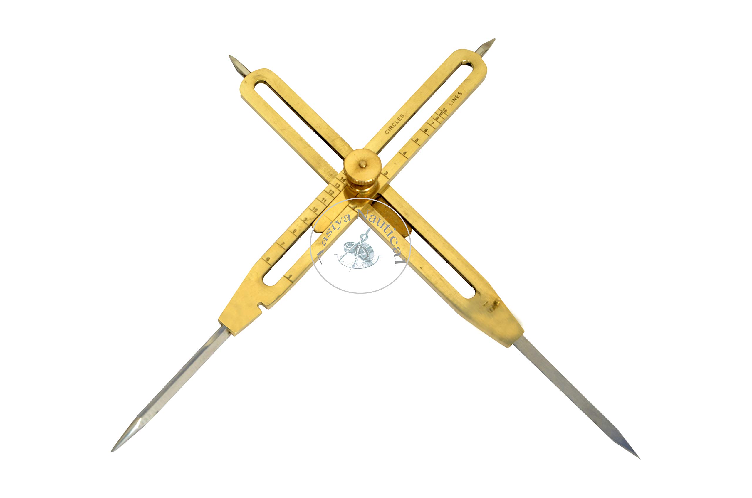 Title: Aasiya Nautical Brass Divider Proportional Engineer Drafting Tool 9" with Steel Points