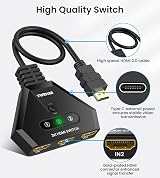 VWRHar 4K HDMI Switch 3-Port Splitter with 50cm Cable 18Gbps HDR 3D view 4