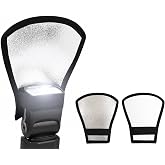 DS. DISTINCTIVE STYLE 2 Pack Flash Diffuser Reflector, Bend Bounce Portable Speedlight Reflector Kit, Compatible with Godox Yongnuo Canon and Universal Speedlight Flashes