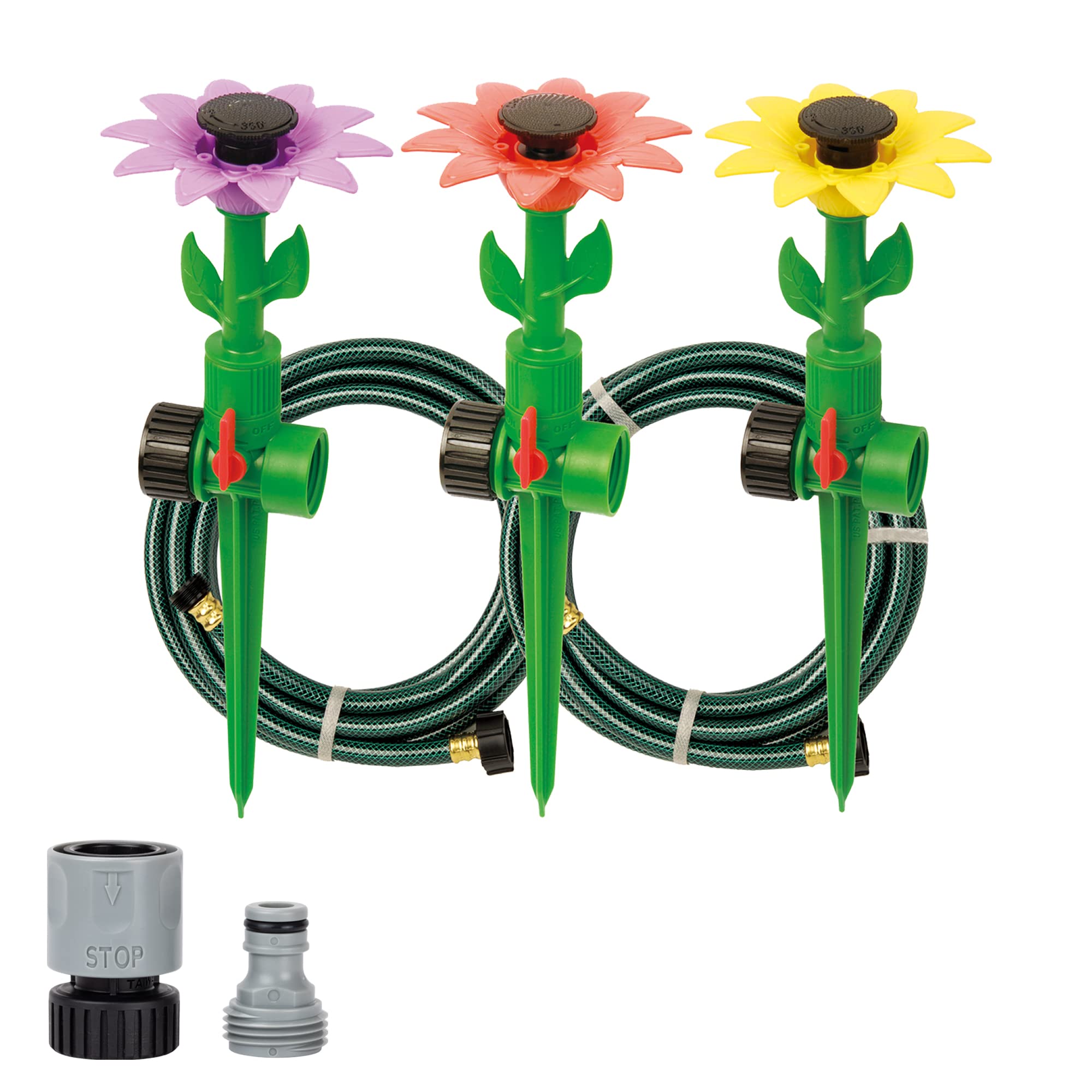 Melnor 65194AMZ Daisy Adjustable Spike Kit Sprinkler Bundle, Green