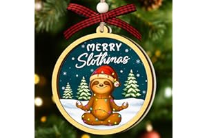 Sloth Christmas Tree Ornament - Aluminum Xmas Decoration 2023 for Sloth Lovers, Wild Animal Ornaments (NOT 3D)
