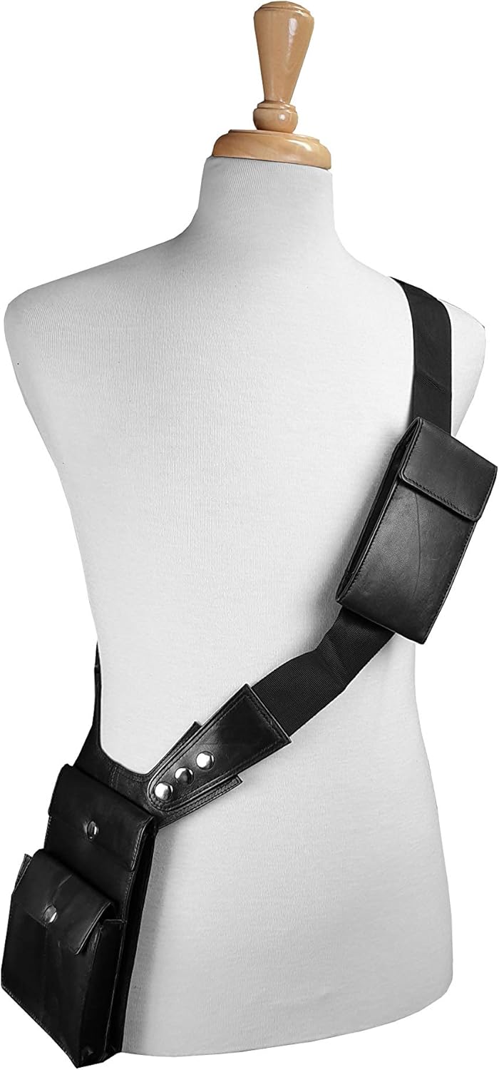 Real Leather Underarm Shoulder Holster Bag, Travel Organiser Wallet, Shoulder Utility Pouch, Removable Phone Pocket - Image 3